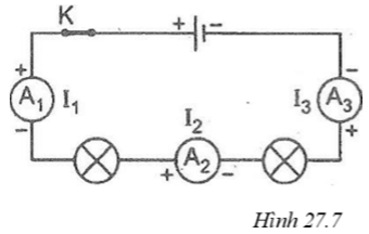 Giải SBT Vật lý 7: Bài 27. Thực hành. Đo cường độ dòng điện và hiệu điện thế đối với đoạn mạch nối tiếp – TopLoigiai (ảnh 7)