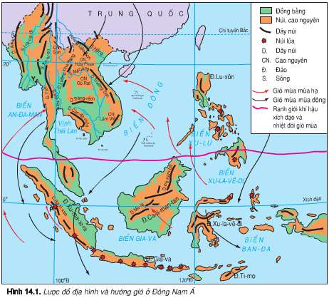 Giải Tập bản đồ Địa lý 8: Bài 14. Đông Nam Á - đất liền và hải đảo - 