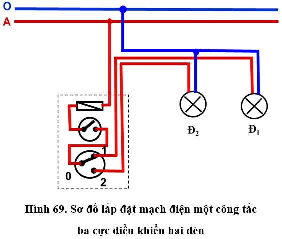 Soạn Công nghệ 9 Bài 10 ngắn nhất: Thực hành: Lắp mạch điện một công tắc ba cực điều khiển hai đèn (ảnh 3)