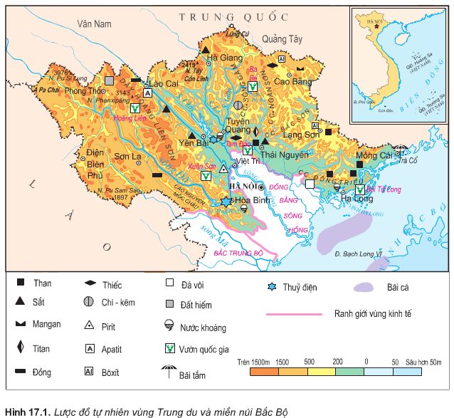 Soạn Địa 9 Bài 19 ngắn nhất: Thực hành: Đọc bản đồ, phân tích và đánh giá ảnh hưởng của tài nguyên khoáng sản đối với phát triển công nghiệp ở Trung du và miền núi Bắc Bộ (ảnh 2)