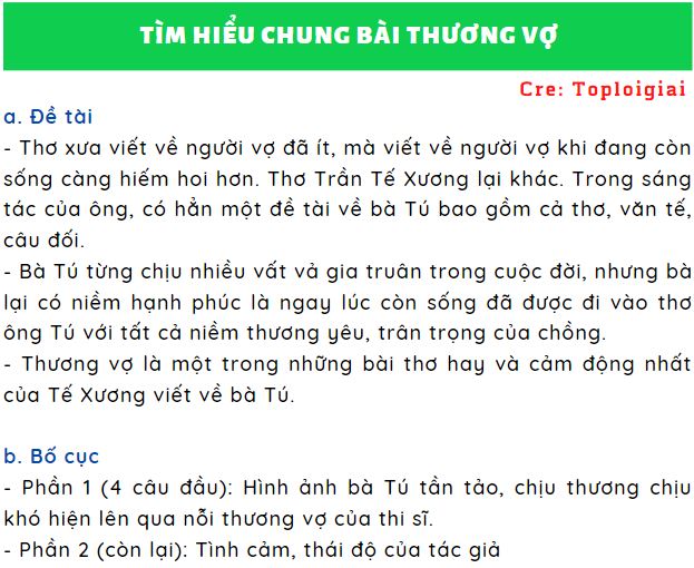 Soạn văn 11: Thương vợ (Trần Tế Xương) | Ngữ văn 11 chi tiết nhất