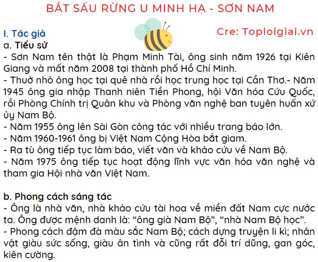 Soạn văn 12: Bắt sấu rừng U Minh Hạ