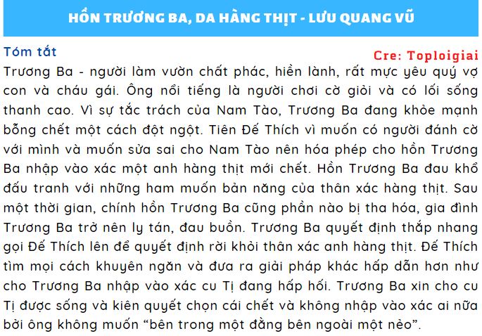 Soạn bài Hồn Trương Ba, da hàng thịt ngắn nhất | Soạn văn 12 ngắn nhất – TopLoigiai