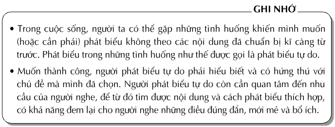 Soạn bài Phát biểu tự do ngắn gọn nhất