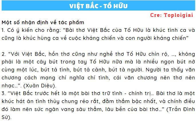 Soạn bài Việt bắc  - Phần 2: Tác phẩm ngắn nhất | Soạn văn 12 ngắn nhất – TopLoigiai