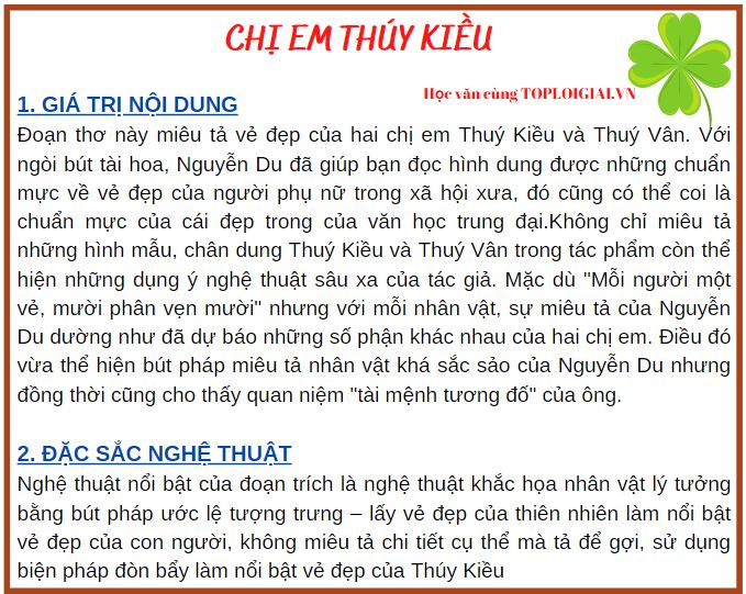 Soạn bài Chị em Thúy Kiều | Soạn văn 9