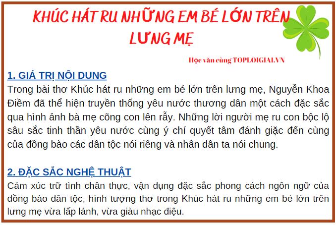 Soạn bài Khúc hát ru những em bé lớn trên lưng mẹ | Soạn văn 9