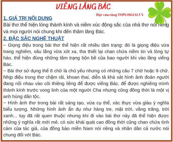 Soạn bài Viếng lăng Bác | Soạn văn 9