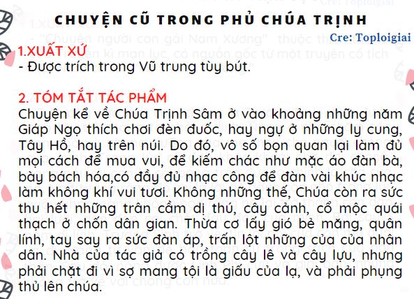 Soạn bài: Chuyện cũ trong phủ chúa Trịnh (ngắn nhất) | Soạn văn 9 ngắn nhất – TopLoigiai
