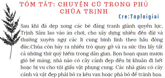 Soạn văn 9 siêu ngắn: Chuyện cũ trong phủ chúa Trịnh | Soạn văn 9