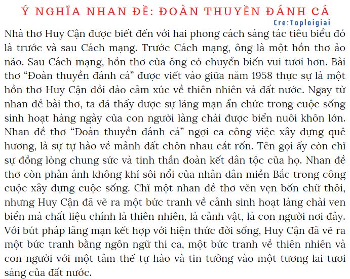 Soạn văn 9 siêu ngắn: Đoàn thuyền đánh cá | Soạn văn 9