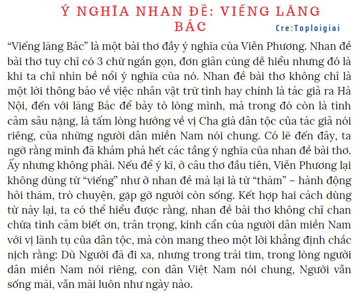 Soạn văn 9 siêu ngắn: Viếng lăng Bác | Soạn văn 9